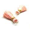 Pompons, breloque, passementière avec fil d'or et anneau 25mm, Rose Saumon