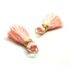 Pompons, breloque, passementière avec fil d'or et anneau 25mm, Rose Saumon