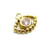Pendentif Amulette, Œil de la protection avec Strass ROSE 10.5 mm, Acier Inoxydable finition Doré, Placage IONIQUE