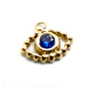 Pendentif Amulette, Œil de la protection avec Strass BLEU 10.5 mm, Acier Inoxydable finition Doré, Placage IONIQUE