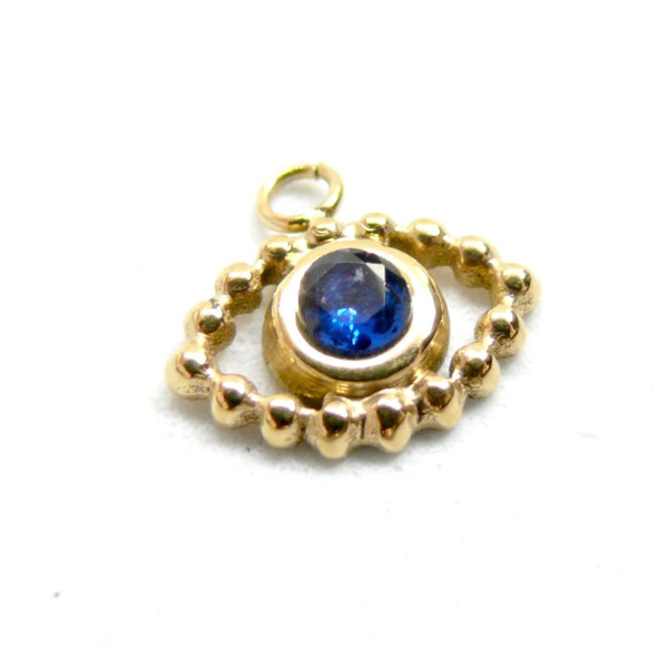 Pendentif Amulette, Œil de la protection avec Strass BLEU 10.5 mm, Acier Inoxydable finition Doré, Placage IONIQUE