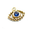 Pendentif Amulette, Œil de la protection avec Strass BLEU 10.5 mm, Acier Inoxydable finition Doré, Placage IONIQUE