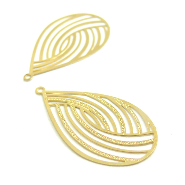 Estampes Pendentifs Goutte 32.5 mm – Acier Inoxydable 304 – Doré à l’Or Fin 18K