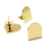 Boucles d'oreilles, Puces forme Bouclier 12.5 par 10mm avec trou, Acier Inoxydable 304, finition DORE