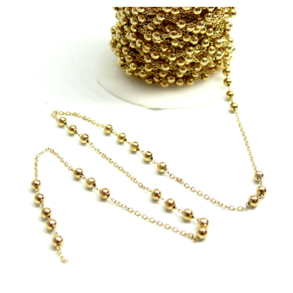 Chaine, maille Bille 3m, Acier Inoxydable 304, finition Doré, Placage IONIQUE