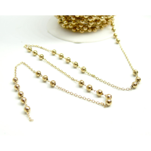 Chaine, maille Bille 3m, Acier Inoxydable 304, finition Doré, Placage IONIQUE