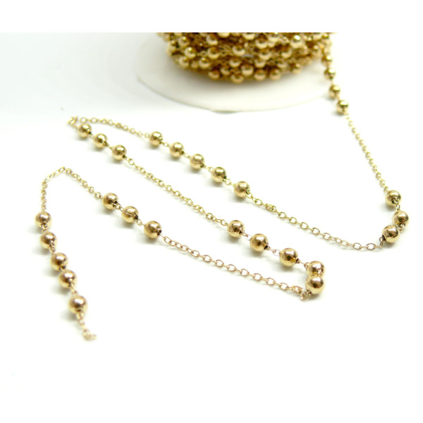 Chaine, maille Bille 3m, Acier Inoxydable 304, finition Doré, Placage IONIQUE