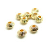 Perles Intercalaires, Rondelles Travaillées 5.3 par 3.3mm, Laiton, finition Doré à l'or fin 18K