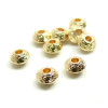 Perles Intercalaires, Rondelles Travaillées 5.3 par 3.3mm, Laiton, finition Doré à l'or fin 18K