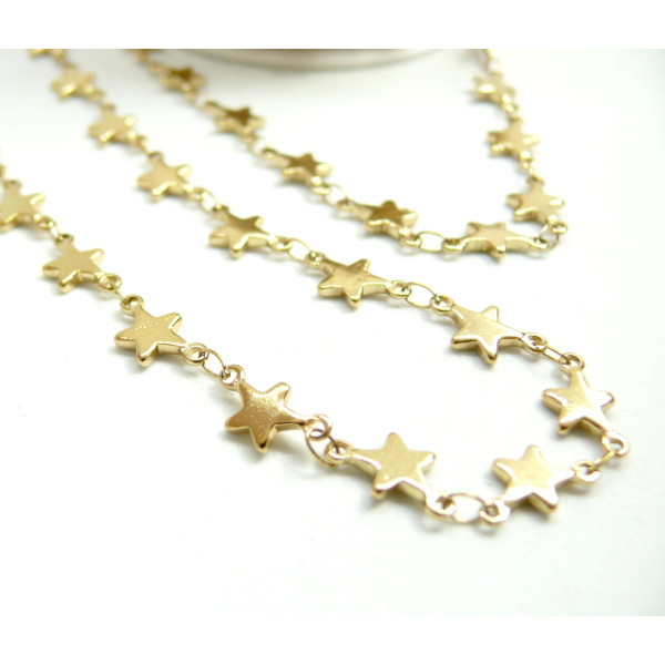 Chaine, maille Etoile 6mm, Acier Inoxydable 304, finition Doré, Placage IONIQUE