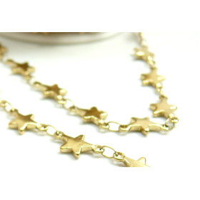 Chaine, maille Etoile 6mm, Acier Inoxydable 304, finition Doré, Placage IONIQUE