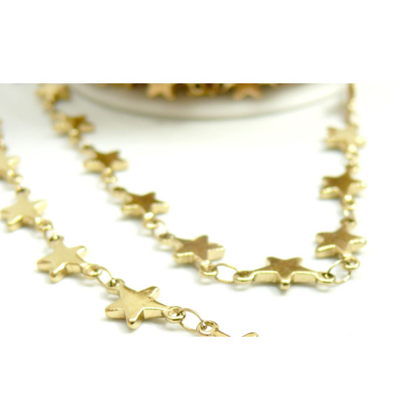 Chaine, maille Etoile 6mm, Acier Inoxydable 304, finition Doré, Placage IONIQUE