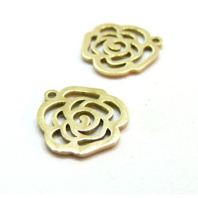 Pendentifs Rose 16mm, Acier Inoxydable 316L, Doré à l'or fin 18K