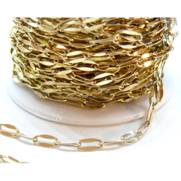 Chaine Fantaisie, Acier Inoxydable 304, finition Doré à l'or fin 18K, Placage IONIQUE