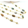 Chaine Fantaisie avec Tube en Agate Indienne, Laiton, finition Doré à l'or fin 18K