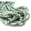 Perles rondelles facettées 4 par 2.5mm, Jaspe Vert Blanc