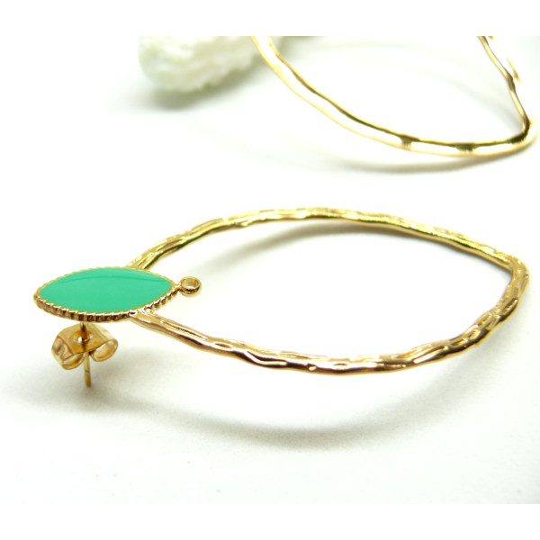 Boucles d'oreille, Puce 54mm avec anneaux d'attache et embouts Poussoirs, Acier Inoxydable 304, finition Doré