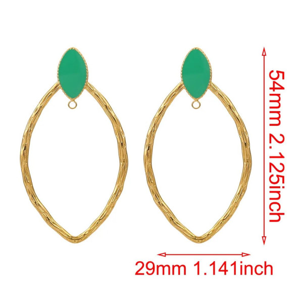 Boucles d'oreille, Puce 54mm avec anneaux d'attache et embouts Poussoirs, Acier Inoxydable 304, finition Doré