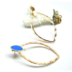 Boucles d'oreille, Puce 54mm avec anneaux d'attache et embouts Poussoirs, Acier Inoxydable 304, finition Doré