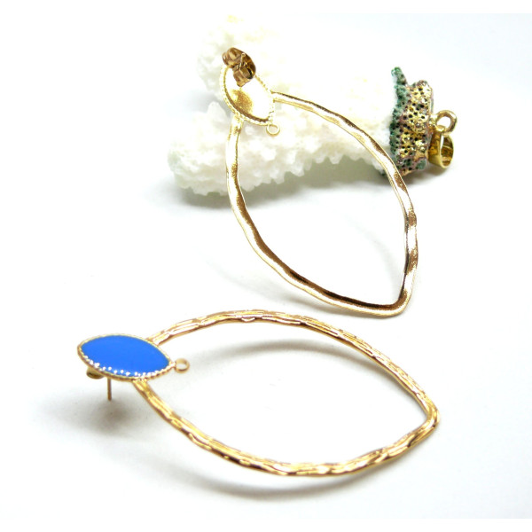 Boucles d'oreille, Puce 54mm avec anneaux d'attache et embouts Poussoirs, Acier Inoxydable 304, finition Doré