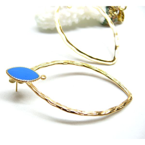 Boucles d'oreille, Puce 54mm avec anneaux d'attache et embouts Poussoirs, Acier Inoxydable 304, finition Doré