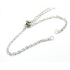 Bracelet Réglable, ajustable, Maille 2mm - 26 cm, Acier Inoxydable 304, finition Argent Platine avec Strass