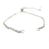 Bracelet Réglable, ajustable, Maille 2mm - 26 cm, Acier Inoxydable 304, finition Argent Platine avec Strass