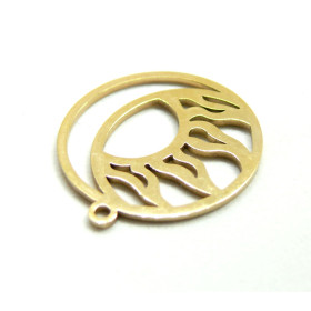 Pendentif Soleil 25mm, Acier Inoxydable finition Doré, Placage IONIQUE