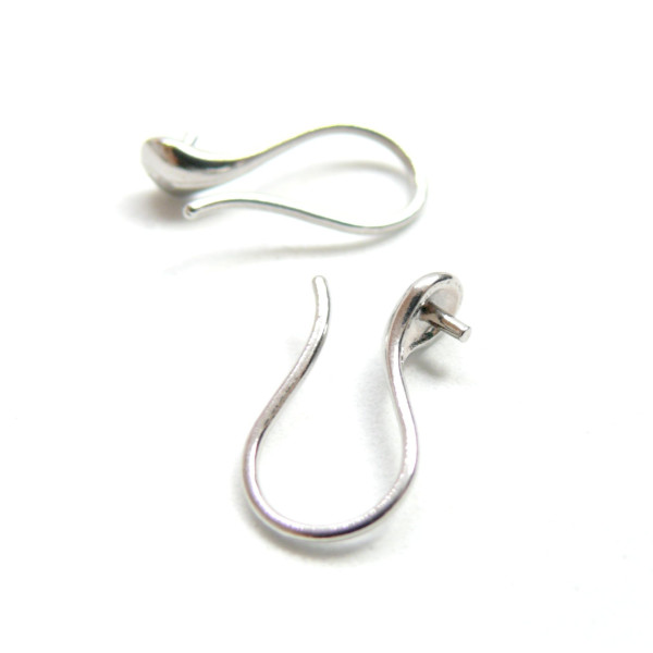 Boucles d'oreille Crochet d'oreille pour perles semi-percées, Acier Inoxydable 316L,  finition Argent Platine