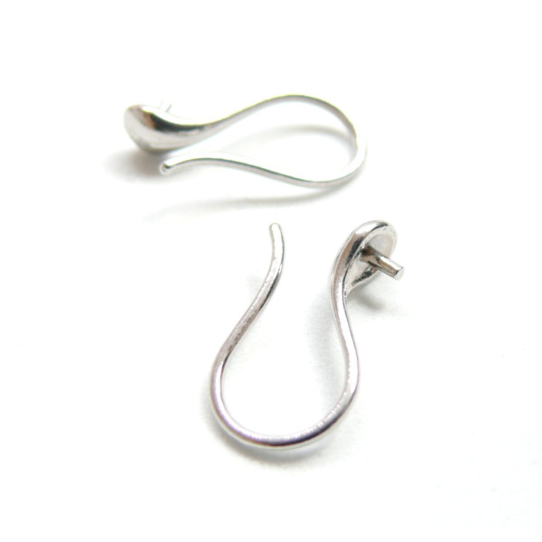 Boucles d'oreille Crochet d'oreille pour perles semi-percées, Acier Inoxydable 316L,  finition Argent Platine