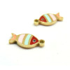 Pendentif, Poisson 12mm, résine émaillée, Acier Inoxydable 304, Doré placage IONIQUE