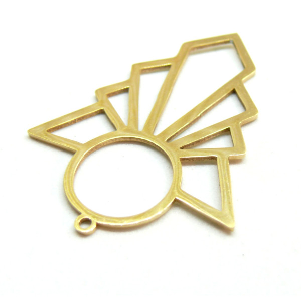 Pendentif Art Deco 44 mm, Acier Inoxydable, finition Doré à l'or fin 18K