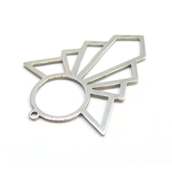 Pendentif Art Deco 44 mm, Acier Inoxydable, finition Argenté