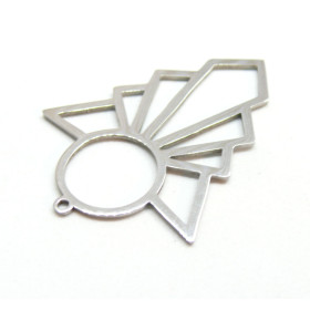 Pendentif Art Deco 44 mm, Acier Inoxydable, finition Argenté