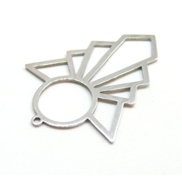 Pendentif Art Deco 44 mm, Acier Inoxydable, finition Argenté