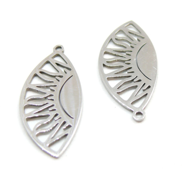 Pendentifs Oeil avec Soleil 35 mm, Acier Inoxydable, finition Argenté