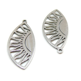 Pendentifs Oeil avec Soleil 35 mm, Acier Inoxydable, finition Argenté