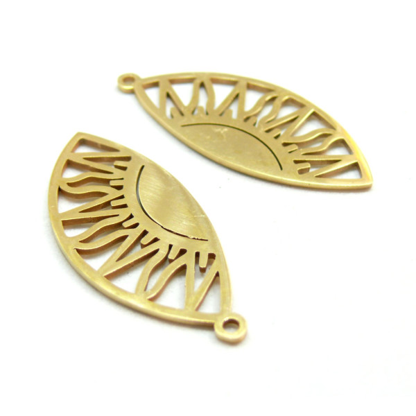 Pendentif Oeil avec Soleil 35 mm, Acier Inoxydable, finition Doré