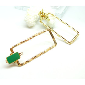 Boucles d'oreille, Puce 55mm avec anneaux d'attache et embouts Poussoirs, Acier Inoxydable 304, finition Doré