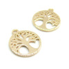 Pendentifs, Arbre dans Cercle 12mm, laiton finition Doré  à l'or fin 18K