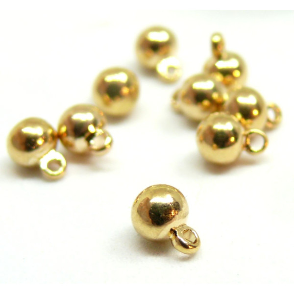 Pendentifs 5.5mm, laiton finition Doré  à l'or fin 18K