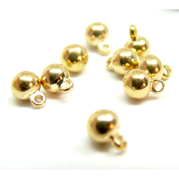 Pendentifs 5.5mm, laiton finition Doré  à l'or fin 18K