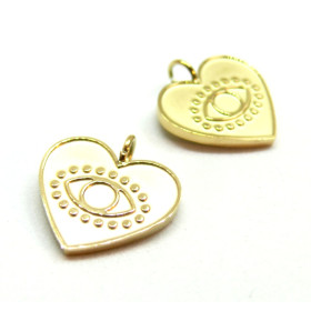 H11F30214G – Lot de 1 Pendentif Coeur Oeil Protection 15mm – Acier Inoxydable 316L Doré 18K Ionique