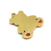 Pendentif, Ourson et coeur 18mm, résine émaillée, Acier Inoxydable 304 finition Doré