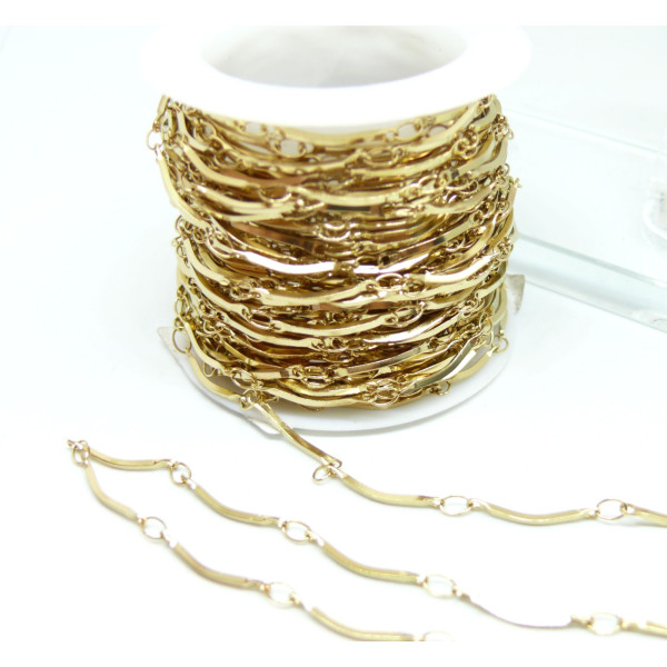 Chaine maille Tige 15mm en Acier Inoxydable 304, finition Doré