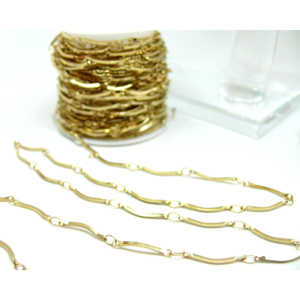 Chaine maille Tige 15mm en Acier Inoxydable 304, finition Doré