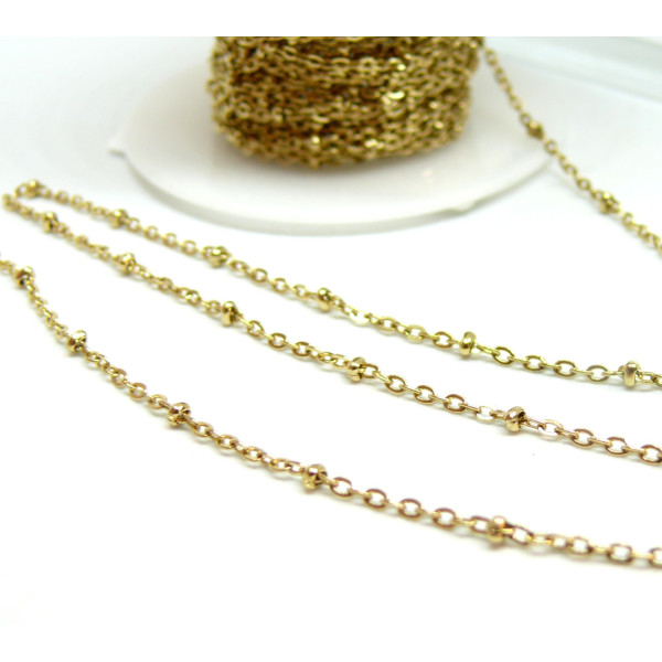 Chaine, maille avec rondelles 2mm, Acier Inoxydable 304, finition Doré, Placage IONIQUE