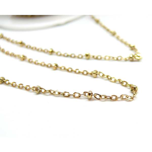 Chaine, maille avec rondelles 2mm, Acier Inoxydable 304, finition Doré, Placage IONIQUE