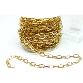 Chaine Grande maille rectangle 6.6 par 4mm, Acier Inoxydable 304, finition Doré à l'or fin 18K