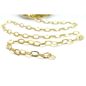 Chaine Grande maille rectangle 6.6 par 4mm, Acier Inoxydable 304, finition Doré à l'or fin 18K